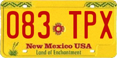 NM license plate 083TPX