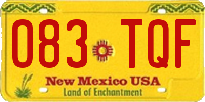NM license plate 083TQF