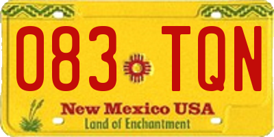 NM license plate 083TQN