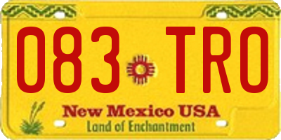 NM license plate 083TRO