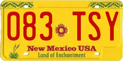 NM license plate 083TSY