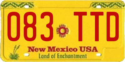 NM license plate 083TTD