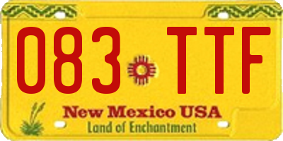 NM license plate 083TTF