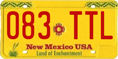 NM license plate 083TTL