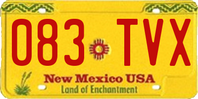NM license plate 083TVX