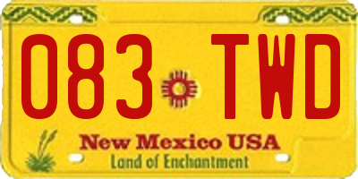 NM license plate 083TWD