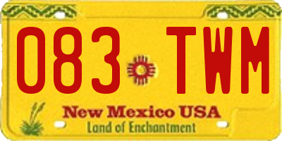 NM license plate 083TWM