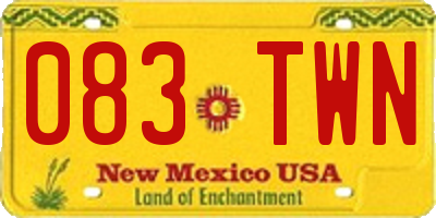 NM license plate 083TWN