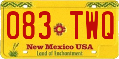 NM license plate 083TWQ