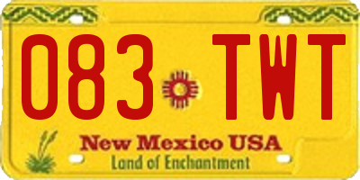 NM license plate 083TWT
