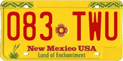 NM license plate 083TWU