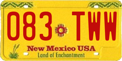 NM license plate 083TWW