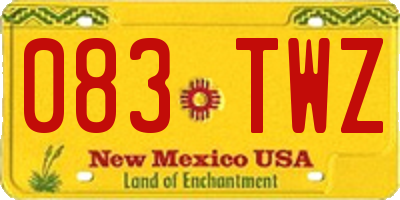 NM license plate 083TWZ
