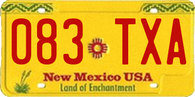 NM license plate 083TXA