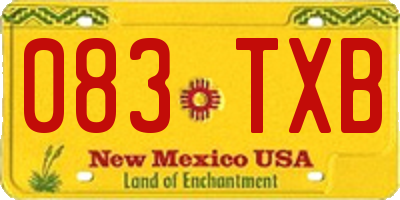 NM license plate 083TXB