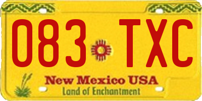 NM license plate 083TXC