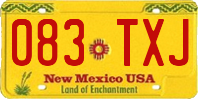 NM license plate 083TXJ