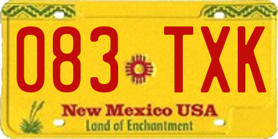 NM license plate 083TXK