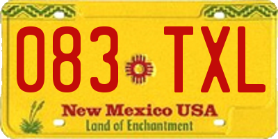 NM license plate 083TXL