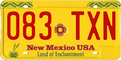 NM license plate 083TXN