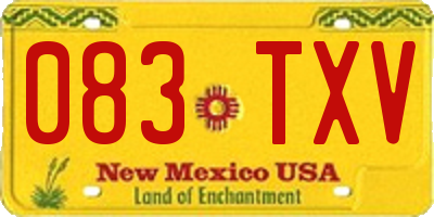 NM license plate 083TXV