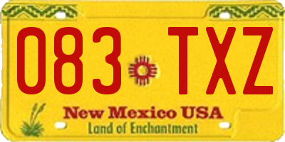 NM license plate 083TXZ