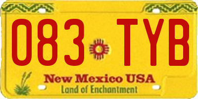 NM license plate 083TYB