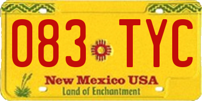 NM license plate 083TYC