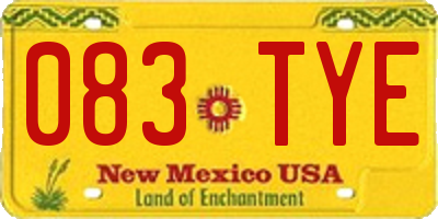 NM license plate 083TYE