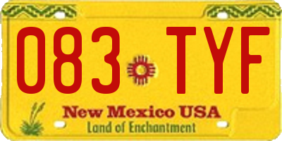 NM license plate 083TYF