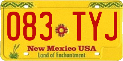 NM license plate 083TYJ
