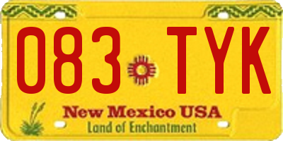 NM license plate 083TYK