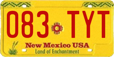 NM license plate 083TYT