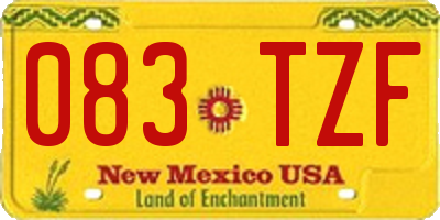 NM license plate 083TZF
