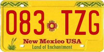 NM license plate 083TZG