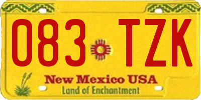 NM license plate 083TZK