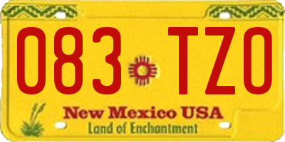 NM license plate 083TZO