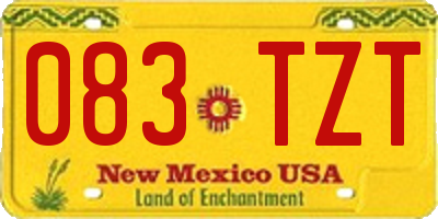 NM license plate 083TZT