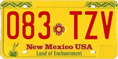 NM license plate 083TZV