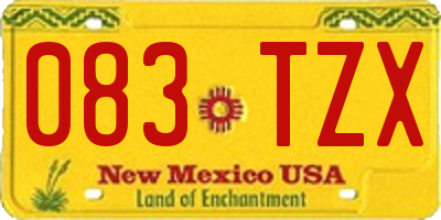 NM license plate 083TZX