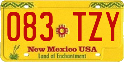 NM license plate 083TZY