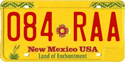 NM license plate 084RAA