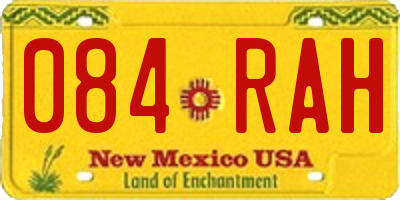 NM license plate 084RAH