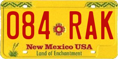 NM license plate 084RAK