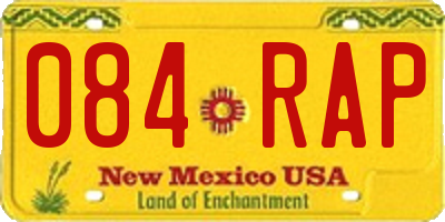 NM license plate 084RAP