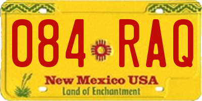 NM license plate 084RAQ