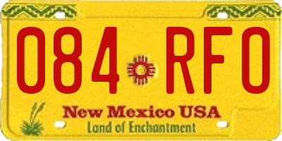 NM license plate 084RFO