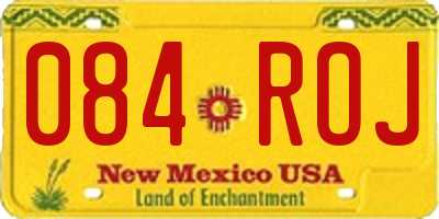 NM license plate 084ROJ