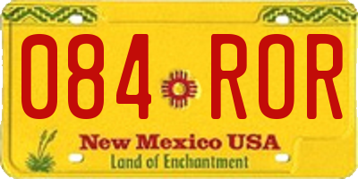 NM license plate 084ROR