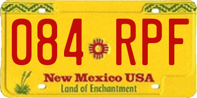 NM license plate 084RPF